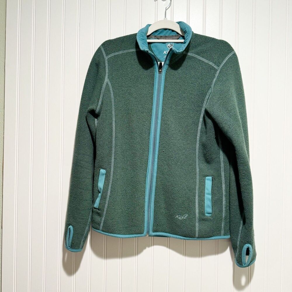 Kuhl Green Fleece Jacket with Blue Trim